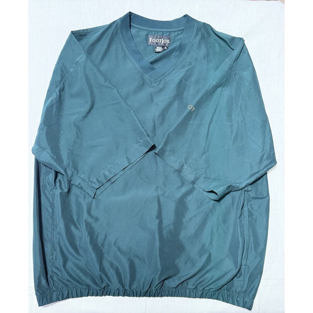 FootJoy Men's XL Short Sleeve Golf Windshirt Pullover V-Neck Teal Green Elastic